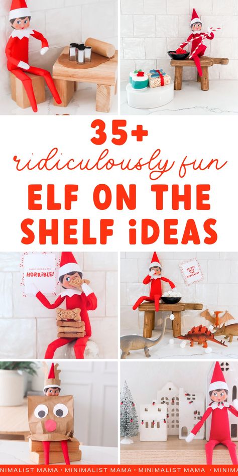 These Elf on the Shelf ideas are totally new and hilarious - if you are looking for some awesome elf on the shelf ideas and inspo then you'll love these fun elf activities and shenanigans for each night leading up to Christmas! (Funny & hilarious elf ideas easy poses and creative elf games for your littles!) 2023 edition Elf On The Shelf Tricks, Elf Ideas Easy Funny, Elf On The Shelf Activities, Elf On Shelf Funny, Diy Wreaths Decor, Christmas Activities For Toddlers, Elf Ideas Easy, Elf Games, Elf Pajamas