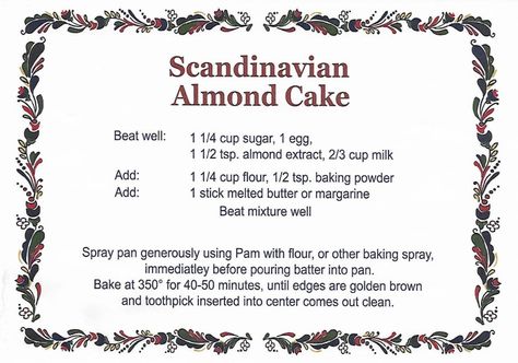 Scandinavian Almond Cake Recipe, Swedish Almond Cake Recipe, Swedish Almond Cake, Almond Bread, Almond Cake Recipe, Norwegian Food, Scandinavian Food, Almond Cake, Almond Flavor