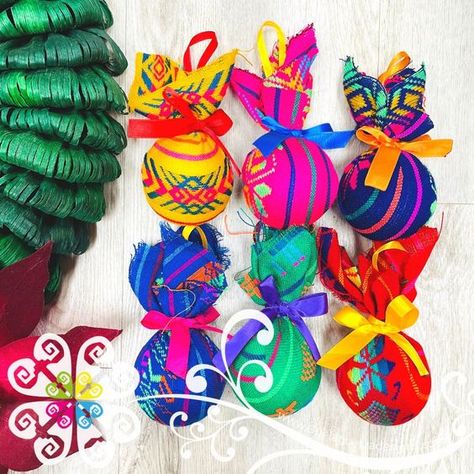 6 pcs Handmade Cambray Ornaments - Mexican Christmas Ornaments Mexican Theme Christmas, Mexican Christmas Ornaments, Christmas In Mexico, Theme Christmas Tree, Mexican Christmas Decorations, Volunteer Shirt, Mexico Christmas, Homemade Mexican, Mexican Theme