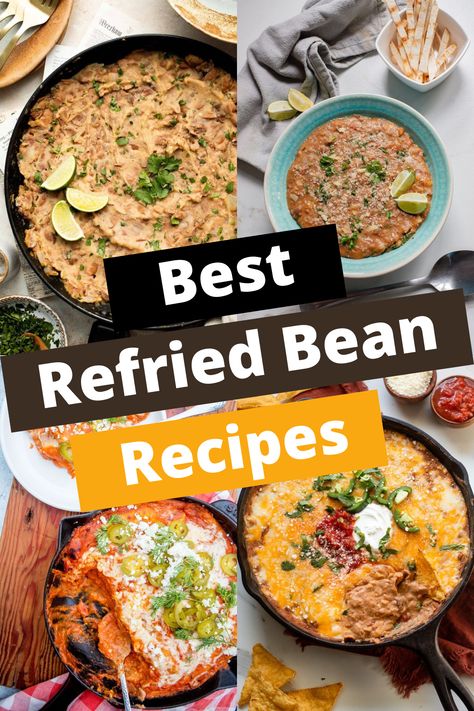 TOP 12 REFRIED BEAN RECIPES FOR MEXICAN DELIGHTS Authentic Mexican Refried Beans, Refried Beans For A Crowd, Recipes Using Refried Beans, Refried Bean Recipes, Mushroom Tostadas, Best Refried Beans Recipe, Mexican Refried Beans, Bean And Cheese Enchiladas, Best Baklava Recipe