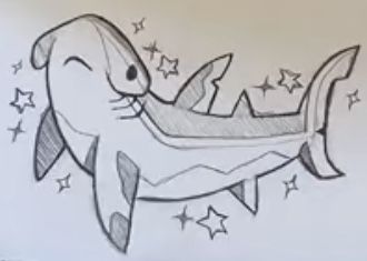 Cartoon Hammer, Shark Head, Shark Drawing, Hammer Head, Cute Diys, Cute Doodles, Pencil Sketch, Art Sketchbook, Cartoon Animals