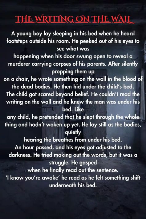 Scary stories that will keep you up all night.
Creepypasta that will make you question everything.
Haunted house stories that will make you never want to go inside again. Scary Bedtime Stories, Grotesque Things To Add To Your Story, Scary Folklore, Scary Stories With A Twist, Scary Halloween Stories, Scary Urban Legends, Haunted House Stories, Short Scary Stories, Scary Horror Stories