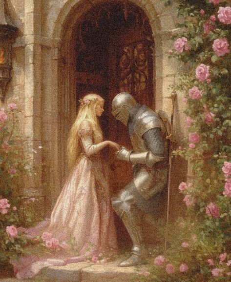 Knight And Lady Painting, Knight And Lady Art, Art Heist, Imaginary Creatures, Medieval Aesthetic, Spill The Tea, Arte 8 Bits, Rennaissance Art, رعب نفسي