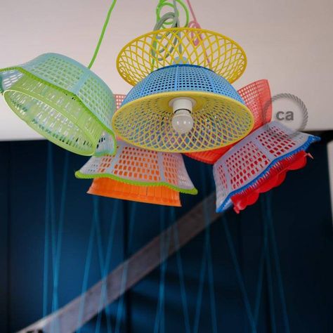 Be Creative - Valérie Menuet's colourful creations! - Creative-Cables United Kingdom Blog Ceiling Decoration Ideas, Upcycling Home Decor, Creative Lamps, Decor Studio, Funky Furniture, Creative Living, Creative Lighting, Vintage Diy, Be Creative