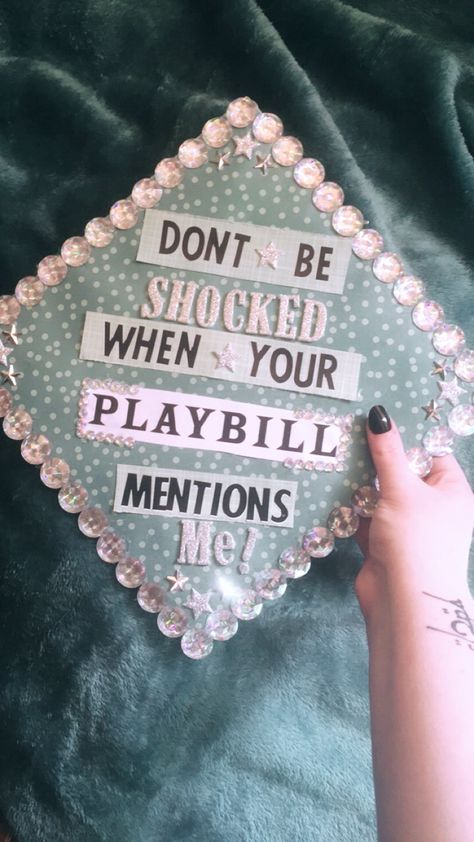 Musical Grad Caps, Theatre Grad Cap, Musical Theatre Graduation Cap, Broadway Graduation Cap, Grease Theme, Grad Cap Decorated, Graduation Cap Decoration Diy, High School Graduation Cap, Diy Graduation Cap