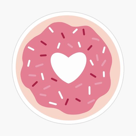 Donut Logo Ideas, Procreate Stickers, Donut Sticker, Donut Logo, Pusheen Cute, Donut Shop, Mini Donuts, Cake Donuts, Heart Stickers