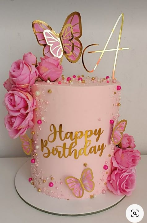 Beautiful Pink Birthday Cakes, Womens Cakes Birthday, 30 Th Birthday Cake For Women, Pink Butterfly Cake, 25th Wedding Anniversary Cakes, Hot Pink Cakes, 19th Birthday Cakes, 13 Birthday Cake, Wedding Anniversary Cakes