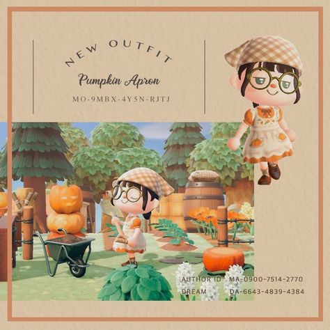 Acnh Custom Designs, Draw Halloween, Cottagecore Animal Crossing, Pumpkin Dress, Pumpkin Outfit, Qr Codes Animal Crossing, Pumpkin Farm, Cherry Blossom Season, New Animal Crossing