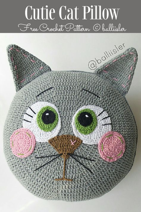 Cat Pillow Free Crochet Patterns - DIY Magazine Animal Pillows Diy, Animal Pillows Pattern, Cat Pillow Pattern, Yarn Diy Projects, Crochet Pillow Patterns Free, Crochet Cushion Pattern, Cushion Cover Pattern, Pillow Patterns, Pillow Covers Pattern