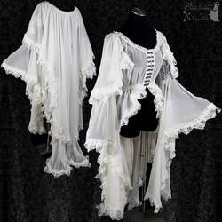 White Goth Outfit, Elven Cape, Dnd Gods, Lace Cloak, Elven Wedding, Art Nouveau Fashion, Ghost Dresses, Nouveau Wedding, Light Fairy