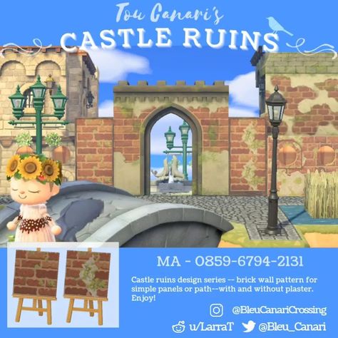 City Island, Path Design, Castle Wall, Castle Designs, Castle Ruins, Wall Designs, Brick Walls, New Animal Crossing, Island Design