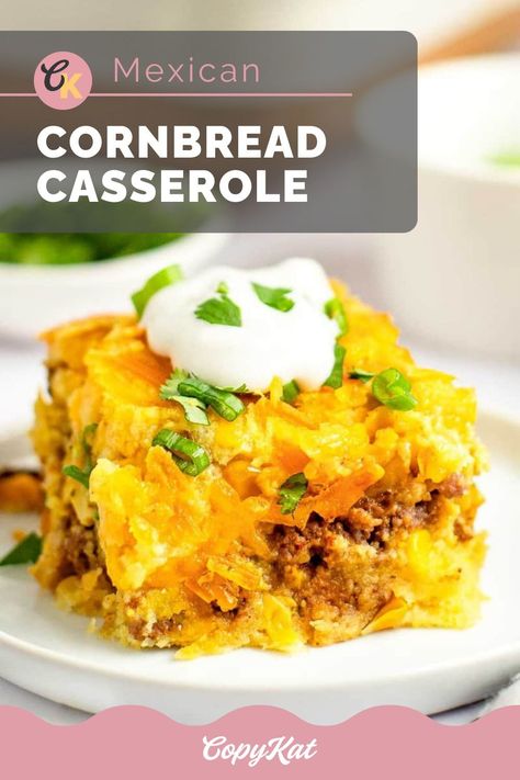 Mexican Cornbread Casserole is a family favorite meal that's loaded with south of the border flavor. It's easy to make with Jiffy cornbread mix, ground beef, cheese, and seasonings. Get the recipe and find out how to make the best Mexican Cornbread Casserole for dinner. Mexican Cornbread Casserole Jiffy, Mexican Cornbread Jiffy, Mexican Cornbread Casserole Recipe, Mexican Cornbread Recipe, Mexican Cornbread Casserole, Cornmeal Recipes, Jiffy Cornbread Mix, Mexican Cornbread, Cornbread Casserole