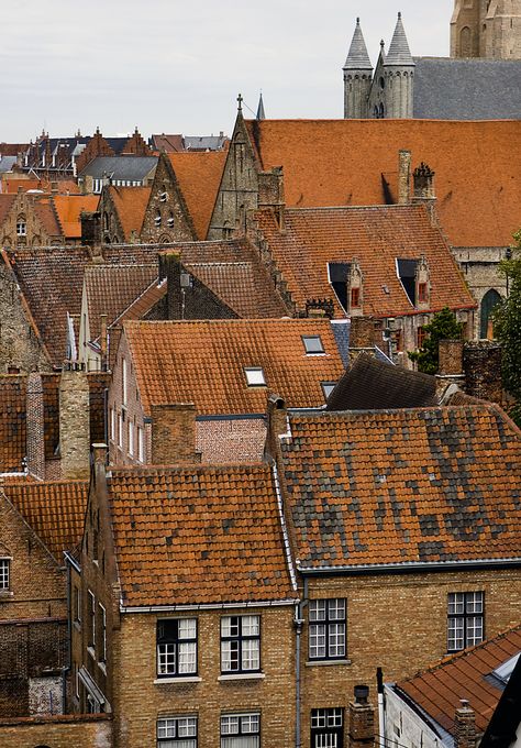 Roofs, Bruges, Belgium by MH Photo - Mike Houssin Building Composition, Brugge Belgium, Roof Tops, Bruges Belgium, Scenic Photos, Unique Houses, Rooftops, Old Buildings, City Aesthetic