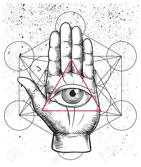 Ilustración del inconformista con la geometría sagrada, la mano, y todo lo ve símbolo del ojo pirámide triangular nside. Ojo de la Providencia. símbolo masónico. Grunge esotérica mascota étnica espiritual. diseño de la camiseta. Foto de archivo - 63108853 Wall Art Tattoo, Art Tattoo Design, Hipster Illustration, Black And White Png, Hamsa Symbol, Healing Symbols, Pyramid Eye, Eye Of Providence, White Png