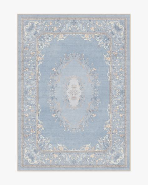 Bridgerton Lady Whistledown Soft Blue Tufted Rug | Ruggable Bridgerton Lady Whistledown, Dusty Blue Flowers, Lady Whistledown, Ruggable Rug, French Rococo, Blue Paint Colors, Room Redesign, House Bedroom, Rug Stain