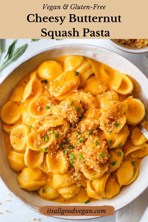 Cheesy Butternut Squash, Squash Sauce, Butternut Squash Pasta Sauce, Frozen Butternut Squash, Butternut Squash Sauce, Vegan Starters, Pastas Recipes, Butternut Squash Pasta, Squash Pasta