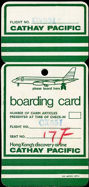 CATHAY PACIFIC BOARDING PASS Vintage Airline Ticket, Plane Ticket Graphic Design, Vintage Travel Ads, Airport Graphic Design, Boarding Pass Aesthetic, Airline Aesthetic, Vintage Plane Ticket, Plane Tickets Aesthetic, Flight Ticket Design