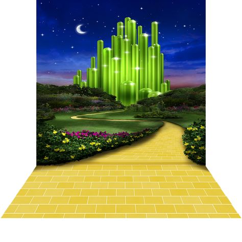 Wizard Of Oz Backdrop, Emerald City Party, Wizard Of Oz Color, Wizard Of Oz Decor, Brass Ornament, Santa Photos, Promotional Products Marketing, Brick Road, Yellow Brick Road