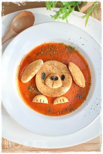 Breakfast Japanese, Bento Monsters, Animal Shaped Foods, Tomatoe Soup, Japanese Food Bento, Toddler Breakfast, Bento Ideas, Tomato Soup Recipe, Food Art For Kids