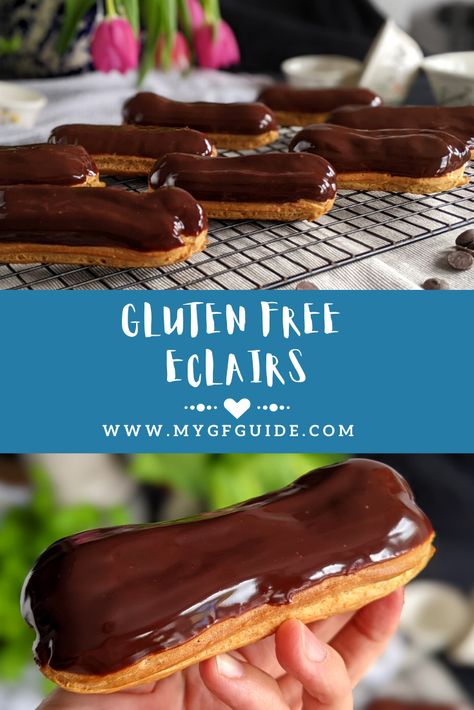 Gluten Free French Pastries, Vegan French Desserts, Gluten Free Eclairs, Chocolate Eclair Recipe, Popular Everything, Chocolate Eclairs, Eclair Recipe, Gluten Free Pastry, Special Diet