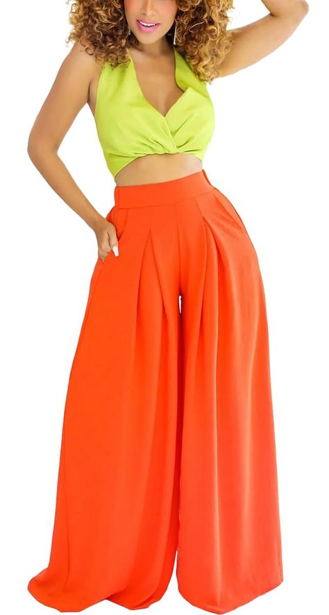 PRICES MAY VARY. ❤ MATERIAL: Polyester + Spandex. Womens Palazzo Pants made of stretchy fabric with a drapey feel. ❤ FEATURE: High waist wide leg trousers, floor length, boho printed, tie dye printed, letter printed, paperbag waist, side pockets, flare pants, loose flowy long pants. ❤ MATCH: Casual flare pants perfect for all seasons. You can wear it with a T-shirt/ shirt/ tank top/ crop top and so on, a must have piece in your wardrobe. ❤ OCCASION: You can wear this Wide Leg Palazzo Lounge Pant High Waist Wide Leg Trousers, Tank Top Crop Top, Womens Palazzo Pants, Black Women Fashion, Fashion Mistakes, Style Mistakes, Curvy Outfits, Wearing Clothes, Classy Women