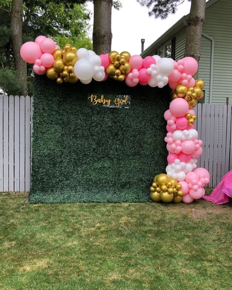 Baby shower decorations for girl baby girl balloon garland grennery backdrop Baby Girl Decorations, Baby Shower Decorations For Girl, Simple Balloon Decoration, Welcome Baby Girl, 1 Birthday, Girl Decor, Welcome Baby, 1st Birthday Girls, Balloon Arch