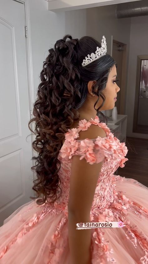 Quinceañera Hairstyle �😍!!!! Those Braids 💕💕!! #houston #houstonhairstylist #houstonhair #houstonhairstylists #houstonhairstyles… | Instagram Sweet 16 Hairstyles, Half Updo Hairstyles, Quince Hairstyles With Crown, Twist Ponytail, Quinceanera Hairstyles, Bridal Hair Inspiration, Hair Bun Tutorial, Special Occasion Hairstyles, Quince Hairstyles