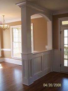 diy transom window entryway before and after, diy, foyer, home decor, home improvement, windows, woodworking projects Half Wall Ideas, Columns Interior, Interior Columns, Half Walls, Foyer Decorating, Transom Windows, Lan Can, Room Remodeling, Interior Trim