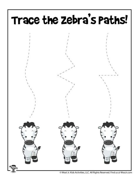 Summer School Homeschool, Zebra Craft, March Preschool, Safari Activities, Line Tracing, Room Activities, Preschool Tracing, Animal Worksheets, Zebra Art