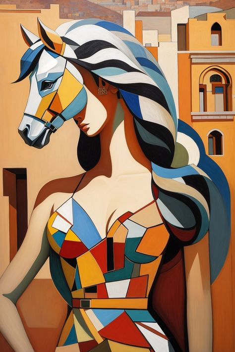 Painting women empowerment in a Cubist style offers an innovative and abstract way to express the concept. Cubism, with its fragmented and multidimensional approach, can be used to convey the complexity, diversity, and strength of women's empowerment. Women Empowerment Painting, Painting On Women Empowerment, Horse Unique, Painting Women, Beautiful Art Paintings, Cubism, Woman Painting, Beautiful Horses, Women Empowerment