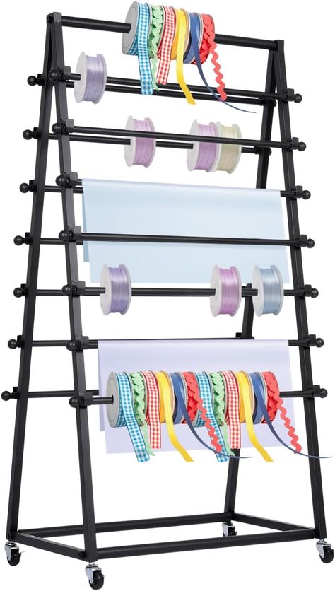 Metal Ribbon Rack:NOTE: The diameter of the rods is 1.6cm/0.63in. Pls choose to use it according to your needs!The ribbon organizer is made of high quality iron, with baking paint coating. The ribbon organizer has strong load-bearing capacity and long service life,It is waterproof and oil-proof,wear-resistant, no rust and deformation Craft Ribbon Storage, Ribbon Organizer, Metal Vinyl, Scarf Rack, Ribbon Organization, Ribbon Storage, Scarf Organization, Craft Station, Sewing Supplies Storage