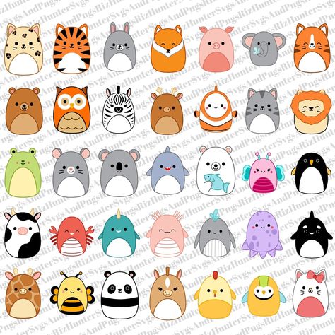 Cute Stickers Squishmallow, Squishmallow Pictures, Squishmallows Birthday Party, Squishmallow Party, Tag Png, Cricut Birthday, Party Girlande, Diy Pinata, Birthday Clips