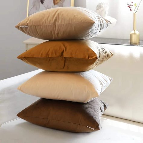 Car Home Decor, Pillows For Living Room, Couch Accent Pillows, Neutral Cushions, Beige Pillow Covers, Couch Pillow Covers, Beige Pillows, Orange Pillows, Brown Sofa