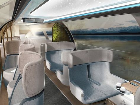 Idea Train - gERMANY Train Interior, Autonomous Car, Future Interior Design, Train Design, Bus Interior, Time Well Spent, Big Screen Tv, Aircraft Interiors, Video Game Room Design