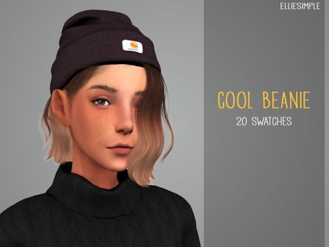 Elliesimple - Cool Beanie - The Sims 4 Download - SimsFinds.com Cool Beanies, Cc Hats, The Sims 4 Pc, Carhartt Beanie, Sims 4 Download, Sims 4 Cc Skin, Sims 4 Teen, Cc Beanie, Sims 4 Toddler