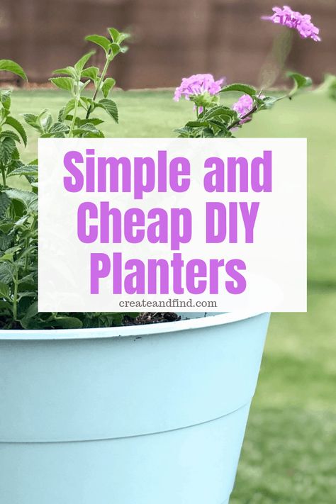 Diy Garden Pots & Planters, Cheap Big Planter Ideas, Inexpensive Planter Ideas, Easy Flower Pot Ideas, Cheap Flower Pot Ideas, Pot Flowers Ideas Planters, Cheap Large Planters Diy, Diy Plant Containers Ideas, Large Planters In Front Of House