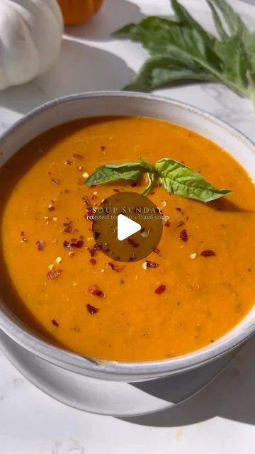 Lexi Finke on Instagram: "homemade tomato basil soup 🍅 one of my most popular recipes ever and the perfect summer to fall transition recipe! tons of fresh nutrients + all the cozy feels 🧡 you just need a few simple ingredients: -Roma tomatoes (I used plum in this video but much prefer romas!) -carrots -onion -garlic -fresh basil -water -seasonings -olive oil & your favorite grilled cheese alongside it (posting my fav tomorrow!) you can get the full recipe linked in my profile or at https://livehealthywithlexi.com/roasted-tomato-basil-soup/ 🍅❤️ #souprecipe #tomatosoup #soupseason #homemadesoup #vegansoup #veganrecipes #healthyfood #healthyfoodie #foodie #healthyfoodinspo #healthyrecipeideas #foodreels #foodvideos #foodtographyschool #f52grams #recipereels #aestheticvideos #thatgirl Homemade Tomato Basil Soup, Basil Water, Basil Soup, Tomato Basil Soup, Roasted Tomato, Soup Season, Fall Transition, Roma Tomatoes, Healthy Foodie