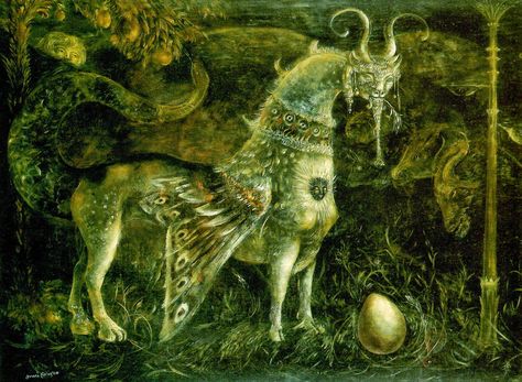 Who art thou, White Face?  by Leonora Carrington  image taken from  Leonora Carrington: Surrealism, Alchemy and Art  by Susan L Aberth  PR... Leonora Carrington Art, Leonora Carrington, Istoria Artei, Max Ernst, Mexican Artists, Surrealism Painting, White Face, On The Ground, Surreal Art