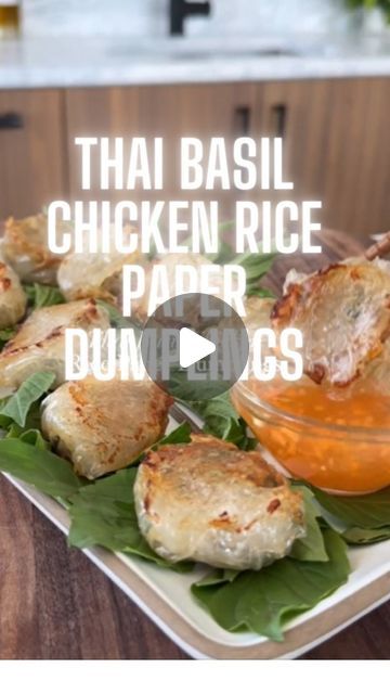 @healthy_quick_eats on Instagram: "Healthy Thai Basil Chicken Rice Paper Dumplings✨ Fresh, vibrant take on a classic dish. These delicate dumplings are filled with tender, lean chicken infused with the bold flavors of Thai basil, garlic, and a hint of chili for a subtle kick. 
👉 Follow @healthy_quick_eats for daily recipes!
👉Tag someone that needs this in their life this week ✨

⬇️ RECIPE BELOW
For the Filling:▪️1 lb. Ground Chicken (96% lean, not fat free)▪️2 Cloves Garlic, minced▪️1/2 Cup Basil or Thai Basil, sliced in thin strips▪️1 Tbsp Fresh Ginger, minced▪️2 Scallions, sliced▪️1/2 of a Jalapeño, seeds removed chopped small▪️1 Egg▪️1 Tbsp Soy Sauce▪️1 Tbsp Sesame Oil▪️1 tsp Sugar▪️1/2 tsp Kosher Salt▪️1/4 tsp Pepper▪️

For the Dumplings:▪️13 Sheets Rice Paper▪️2 Tbsp Avocado Oil▪️ Maxis Kitchen, Rice Paper Dumplings, Thai Basil Chicken, Lean Chicken, Basil Chicken, Thai Basil, Daily Recipes, Ground Chicken, Chicken Rice