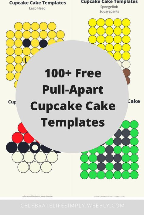 Over 100 Pull-Apart Cupcake Cake Templates | Popular Kids Characters Pull Apart Heart Cupcake Cake, Graduation Cupcake Cake, Halloween Cupcake Cake, Cake Pokemon, Pull Apart Cupcake, Cupcake Template, Pokemon Cupcakes, Ladybug Cupcakes, Fondant Tips