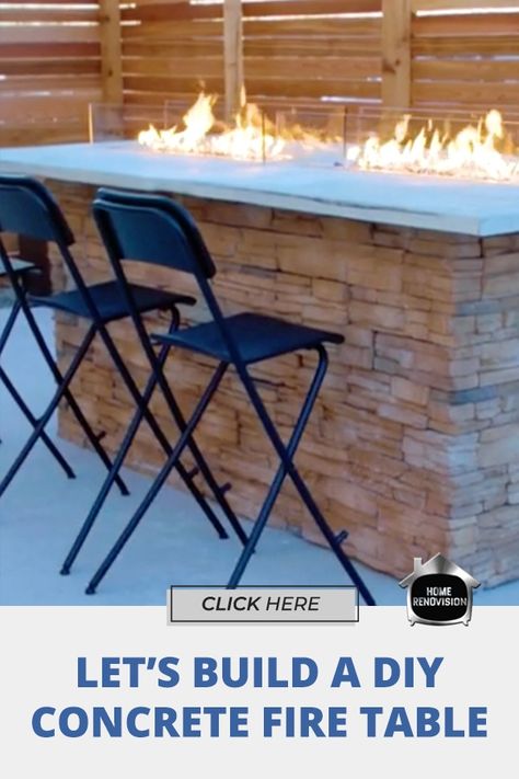 Fire Tables Outdoor Diy, Diy Concrete Fire Pit, Diy Propane Fire Pit, Fire Pit Dining Table, Concrete Fire Pit, To Build A Fire, Diy Outdoor Bar, Outdoor Fire Table, Outdoor Fire Pit Table