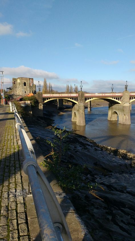 Newport Castle and Bridge from the Riverfront, Autumn 2016 Wales Aesthetic, Newport Gwent, Newport Wales, Wales Uk, South Wales, Newport, Wales, Bridge, Castle