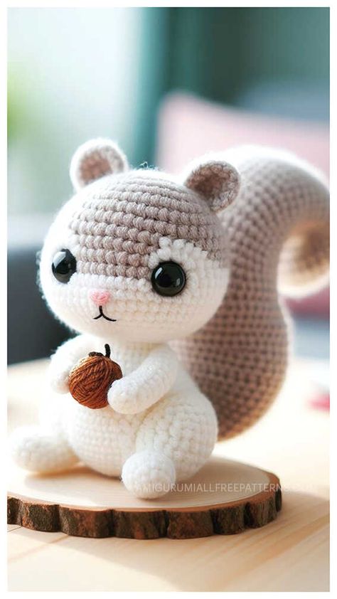 Crochet Skunk Pattern Free, Crochet Squirrel Pattern Free, Squirrel Crochet Pattern Free, Crochet Monkey Pattern Free, Crochet Chipmunk, Dog Crochet Patterns Free, Crochet Owl Pattern Free, Crocheted Stuffies, Crochet Deer Pattern