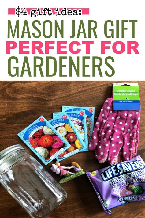 Check out this easy $4 mothers day gift idea. This is the perfect gift idea for gardeners. What to buy mom for Mothers Day. Budget friendly gift idea for mothers day. Easy Mason Jar gifts. Dollar Tree… Frugal Christmas Gifts, Cheap Birthday Gifts, Cheap Teacher Gifts, Cheap Mothers Day Gifts, Mason Jar Gift, Frugal Christmas, Budget Friendly Gift, Cheap Gift, Budget Gift