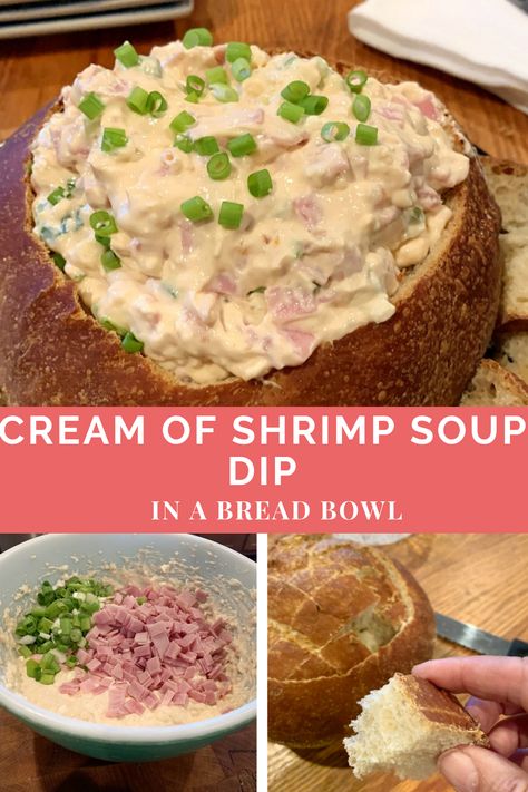 his is an easy cream of shrimp soup dip or shrimp spread recipe. And we will share directions for how to make a bread bowl for this bread bowl dip that made with Campbell’s shrimp soup. . #shrimpDip #CreamOfShrimpSoupDip #ShrimpSpreadRecipe #HowToMakeABreadBowl #BreadBowlDip #CreamShrimpDip #ShrimpAppetizers #EasyDipRecipe #myturnforus Recipes Using Campbells Cream Of Shrimp Soup, Campbells Cream Of Shrimp Soup Recipes, Cream Of Shrimp Soup Recipes, Cream Of Shrimp Soup, Sweet Appetizers, Bread Bowl Dip, Bread Bowl Soup, Shrimp Soup Recipes, Campbells Soup Recipes