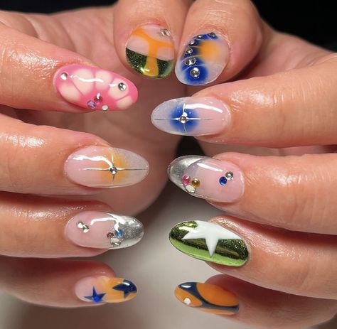 Blue Green And Yellow Nails, Trendy Birthday Nails, Happy Birthday Angel, Hello Nails, Hippie Nails, Birthday Angel, Swag Makeup, Summery Nails, December 26