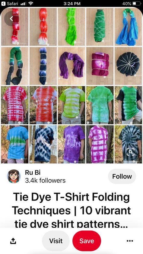 Tiedie Shirts Ideas, Ice Tye Dye How To, Tiy Diy Ideas, Tie Dye Tips, Easy Diy Tie Dye, Arte Hippy, Tye Dye Patterns, Diy Tie Dye Techniques, Diy Tie Dye Designs