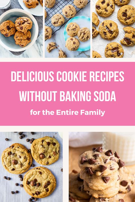 Cookie Recipe Cookies With No Baking Soda, Cookie Recipes No Baking Soda, No Baking Soda Cookies, Cookies No Baking Soda, Cookies Without Baking Soda, Cookie Recipe Without Baking Soda, Pecan Cookies, Choc Chip Cookies, Delicious Cookie Recipes