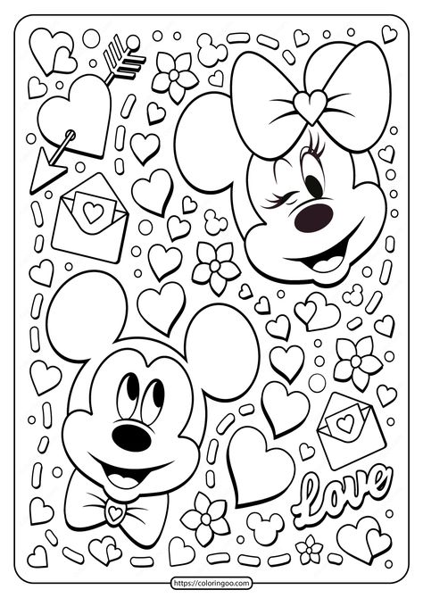 Mickey Minnie Mouse Valentine Coloring Page Mouse Coloring Pages, Free Disney Coloring Pages, Mickey Coloring Pages, Minnie Mouse Valentines, Disney Coloring Sheets, Minnie Mouse Coloring Pages, Mickey Mouse Coloring Pages, Valentines Day Coloring Page, Birthday Coloring Pages