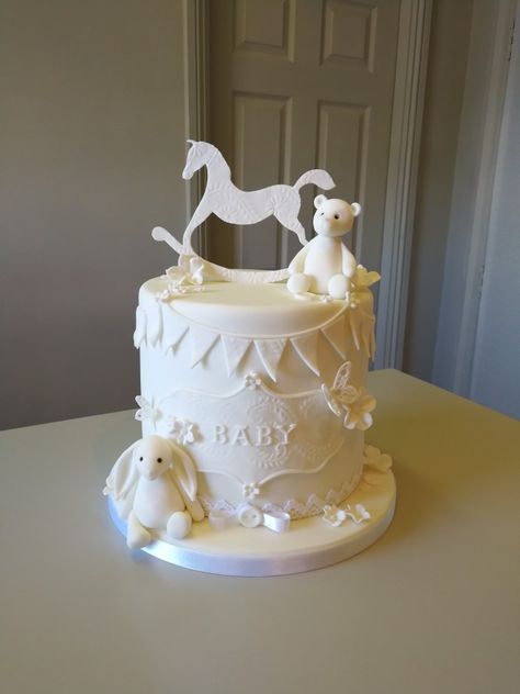 Super pretty all white baby shower cake White Baby Shower Cake, Baby Shower Cakes Neutral, Cake Elegant, Stork Baby Showers, Gateau Baby Shower, Idee Babyshower, Baby Shower Cakes Girl, Winter Wonderland Baby Shower, White Baby Showers